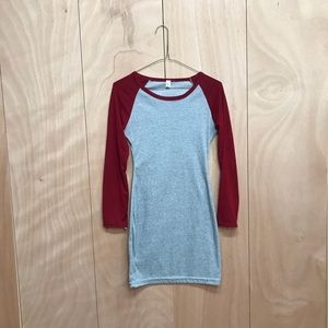 Maroon and Grey Baseball Tee Bodycon Dress